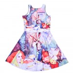 NEW  1186 Sexy Girl Women Summer comic Alice in Wonderland rabbit 3D Prints Reversible Sleeveless Skater Pleated Dress