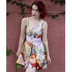 NEW  1186 Sexy Girl Women Summer comic Alice in Wonderland rabbit 3D Prints Reversible Sleeveless Skater Pleated Dress