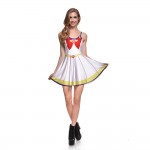 NEW 1070 Sexy Girl Women Summer Sailor Moon Crystal white Cosplay 3D Prints Reversible Sleeveless Skater Pleated Dress Plus size
