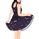 NEW 1099 Sexy Girl Women Summer classical FC PAC-MAN game 3D Prints Reversible Sleeveless Skater Pleated Dress