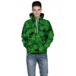 NEW 2017 Fashion Hoodies Men women Green leaves print 3D Sweatshirt Male Tracksuit Hooded Jacket Casual Hooded Jackets