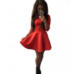 NEW 2017 free shipping vestidos Spring and Summer dresses fashion 7 minutes sleeve red dresses plus size of women dress