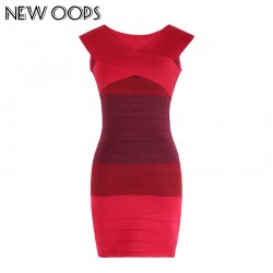 NEW OOPS 2017 Fashion Women Bandage Dress Sexy Slash Neck Off The Shoulder Sheath High Waist Mini Dress Party Dress A148007