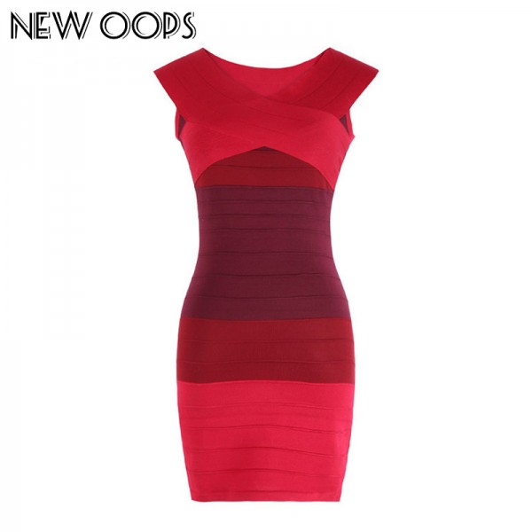 NEW OOPS 2017 Fashion Women Bandage Dress Sexy Slash Neck Off The Shoulder Sheath High Waist Mini Dress Party Dress A148007
