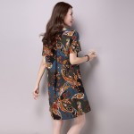 NYFS 2018 New Summer dress Short Sleeve Print Vintage Dress Women Vintage Maternity Cotton Linen Dress Vestidos Robe