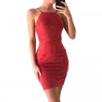 Nadafair Sleeveless Backless Sexy Club Bodycon Dress 2017 New Casual Solid Cross Women Party Dress Red Black Khaki Army green