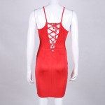 Nadafair Sleeveless Backless Sexy Club Bodycon Dress 2017 New Casual Solid Cross Women Party Dress Red Black Khaki Army green