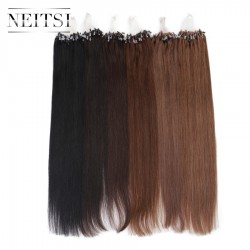 Neitsi 16" 20" 24" 1g/s 50g 100g Micro Loop Ring Links Beads Human Hair Straight Extensions 100% Indian Virgin Remy Hair Piece