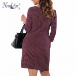 Nemidor Women Plus Size 3/4 Sleeve Dot Casual Dress Vintage Style Patchwork 6XL Straight Slim Mini Dress