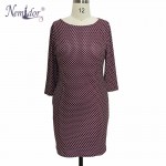 Nemidor Women Plus Size 3/4 Sleeve Dot Casual Dress Vintage Style Patchwork 6XL Straight Slim Mini Dress