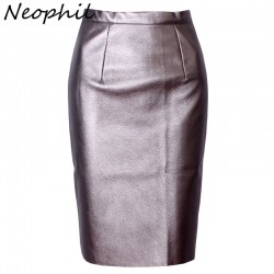 Neophil 2017 Sexy Faux Fur Leather Pu High Waist Midi Women Pencil Skirts Pink Office Wrap Bodycon Short Girls Tutu Saia S08019