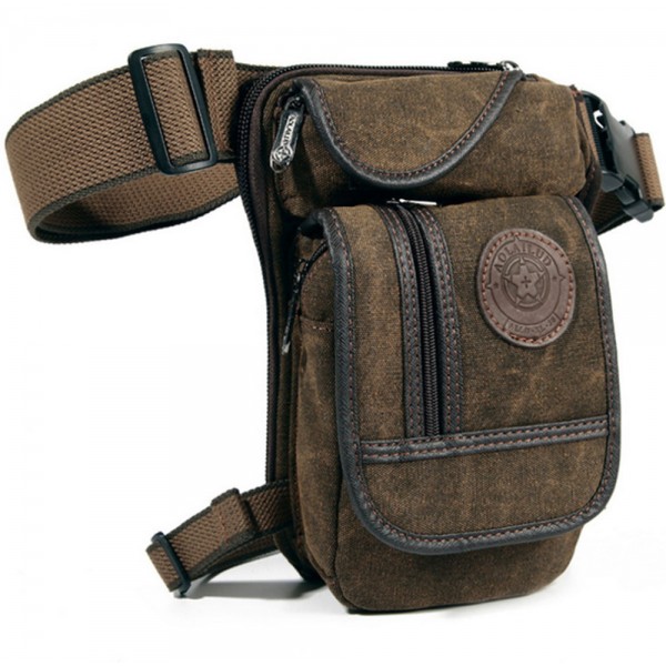 New  Men's  Canvas Hip Belt Bum Fanny Pack Waist Thigh Leg Drop Bag Military  Riding Motorcycle  Messenger Shoulder Bag