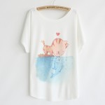 New 2015 Hot Retro Cool Punk T-shirt Women Top Fashion Tee The lovely panda print Batwing Sleeve T shirt women tops