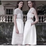 New 2015 summer style brand fashion bohemian women white hollow out lace dress midi mid calf elegant short sleeve bow dresses