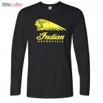 New 2016 Fashion Autumn and winter Vintage Tees Long sleeve Funny T Shirts O-Neck Indian Motorcycle T-shirt Cotton Men's Tops