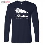 New 2016 Fashion Autumn and winter Vintage Tees Long sleeve Funny T Shirts O-Neck Indian Motorcycle T-shirt Cotton Men's Tops