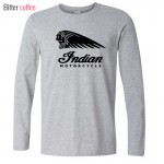 New 2016 Fashion Autumn and winter Vintage Tees Long sleeve Funny T Shirts O-Neck Indian Motorcycle T-shirt Cotton Men's Tops