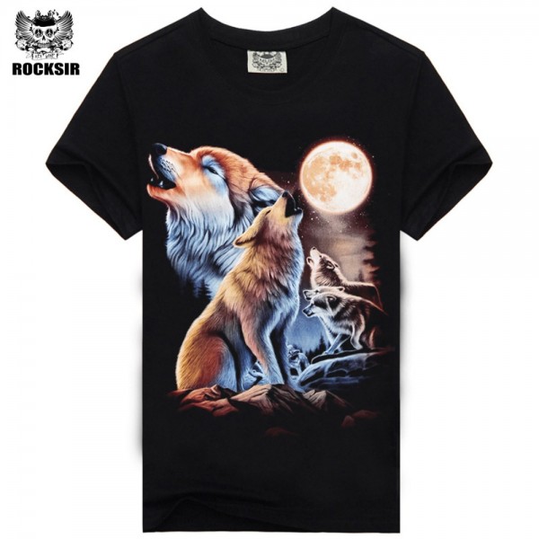New 2016 Fashion Europe Style Men T-shirt Print Wolf Short-Sleeved Casual Brand Tops Tees Plus Size Shirt M-3XL SMT7