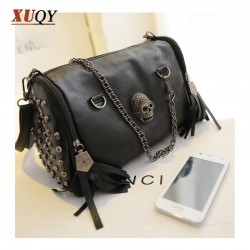 New 2016 Fashion European and American Style Women Handbags Tassel Skull Chain bag PU leather Shoulder Messenger bags