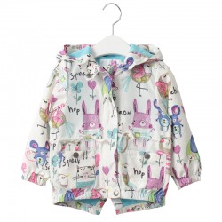 New 2016 Spring Girls Jackets Cute Graffiti Zipper Hooded Outerwear For Girls Hand Painted Kids Sunscreen Toddler Girls Clothes