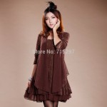 New 2016 elegant big size clothing  autumn and winter one-piece dress big size loose winter dress fashion female dress XXXL S596