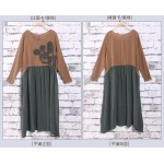 New 2016 spring Women cotton linen embroidered long-sleeved Mori style dress Pactwork colors loose waist dress for female 86113