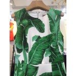 New 2016 spring summer fashion women elegant sexy sheath mermaid dress banana leaf print sleeveless midi mid-calf casual dresses