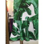 New 2016 spring summer fashion women elegant sexy sheath mermaid dress banana leaf print sleeveless midi mid-calf casual dresses