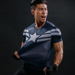 New 2017 Comic Superhero Compression Shirt Captain America Iron man Fit Tight G ym Bodybuilding T Shirt