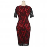 New 2017 Elegant Women Wedding Cocktail Half Sleeve Slimming Lace Dress Patchwork Knee-Length Casual Bodycon Pencil Dress