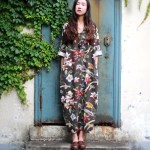New 2017 Fashion Runway Designer Spring Summer Dress Women Three Quarter Sleeve Colored Button Elegant Linen Floral Print Dress