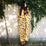 New 2017 Fashion Runway Designer Spring Summer Dress Women Three Quarter Sleeve Colored Button Elegant Linen Floral Print Dress