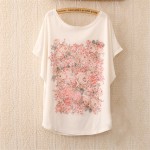New 2017 Hot Retro Cool Punk T-shirt Women Top Fashion Tee The lovely panda print Batwing Sleeve T shirt women tops