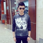 New 2017 Men's 3D Printing Hoodies Deer Pattern Capless Sweatshirt Fashion Jacket Plus Size:M-5XL W118