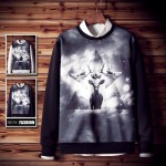 New 2017 Men's 3D Printing Hoodies Deer Pattern Capless Sweatshirt Fashion Jacket Plus Size:M-5XL W118