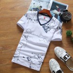 New 2017 Mens Short Sleeve T Shirts Abstract Style Print Casual Slim Fit Cotton T-Shirts Tees Top Quality Plus Size:S-5XL T312