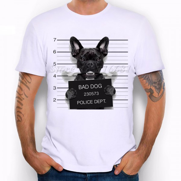 New 2017 Summer Fashion  French Bulldog Design T Shirt Men's High Quality  dog Tops Hipster Tees pa890