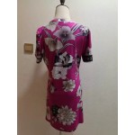 New 2017 Summer Fashion Designer Brand Dress Women's flowers Print XXL Short Sleeves Stretch Jersey Silk Day Dress