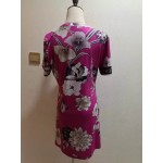 New 2017 Summer Fashion Designer Brand Dress Women's flowers Print XXL Short Sleeves Stretch Jersey Silk Day Dress