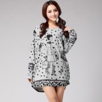 New 2017 Women Plus Large Big Size Fat Winter Dress Cartoon Cute Casual Dresses Long Sleeve Fashion Tunic Tops Dresses Vestidos