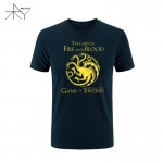 New 2017 quality cotton blend FIRE AND BLOOD house TARGARYEN print O neck men TEES casual Game of Thrones men's T shirts