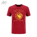 New 2017 quality cotton blend FIRE AND BLOOD house TARGARYEN print O neck men TEES casual Game of Thrones men's T shirts