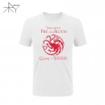 New 2017 quality cotton blend FIRE AND BLOOD house TARGARYEN print O neck men TEES casual Game of Thrones men's T shirts