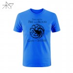 New 2017 quality cotton blend FIRE AND BLOOD house TARGARYEN print O neck men TEES casual Game of Thrones men's T shirts
