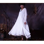 New 2017 spring autumn women's solid colors cotton linen big hem fashion dress long-sleeved big size vintage maxi dresses 950627