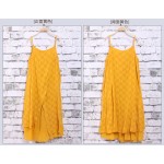New 2017 summer cotton linen fake two piece loose strap dress Sleeveless vintage dresses for female 86120