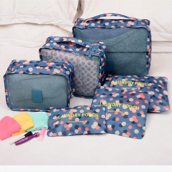 New 6pcs/set Women Men Travel Bag Waterproof High Capacity Luggage Clothes Tidy Portable Organizer Cosmetic Case