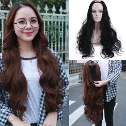 New Arrival! 1PC U Part Wig Synthetic Hair Wigs Natural Long Wavy Wig High Temperature Silk Full Lace Wigs 