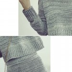 New Arrival 2 Piece Set Wool Knit Women Dress Autumn Winter Party Dresses Gray&Red Sexy Club Dress Long Sleeve Slim Elbise