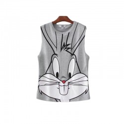 New Arrival 2017 Summer Women T Shirt Wild O Neck Sleeveless T-shirt Fashion Character Print Female Casual Tops Tees 71237